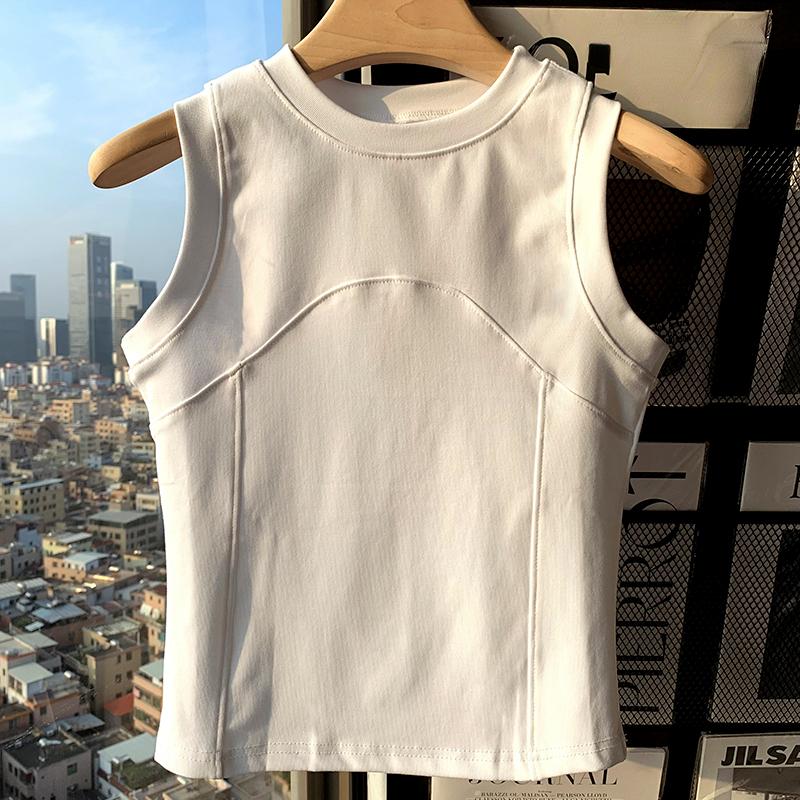 Casual Summer Cotton Vest with Stand Collar for Women Tank Top