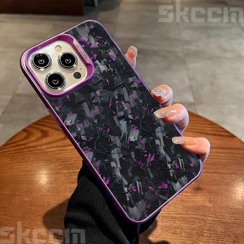 Cooles Carbonfaser-Muster Mattes Hartes Handyhülle Für iPhone 16 16E 15 14 13 12 11 Pro Max XS XR 8 7 Plus Stoßfest Galvanisiertes Cover