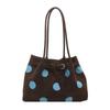 Polka Dot Shoulder Tote Bag Large Capacity Buckle Design For Daily Commuting Shopping