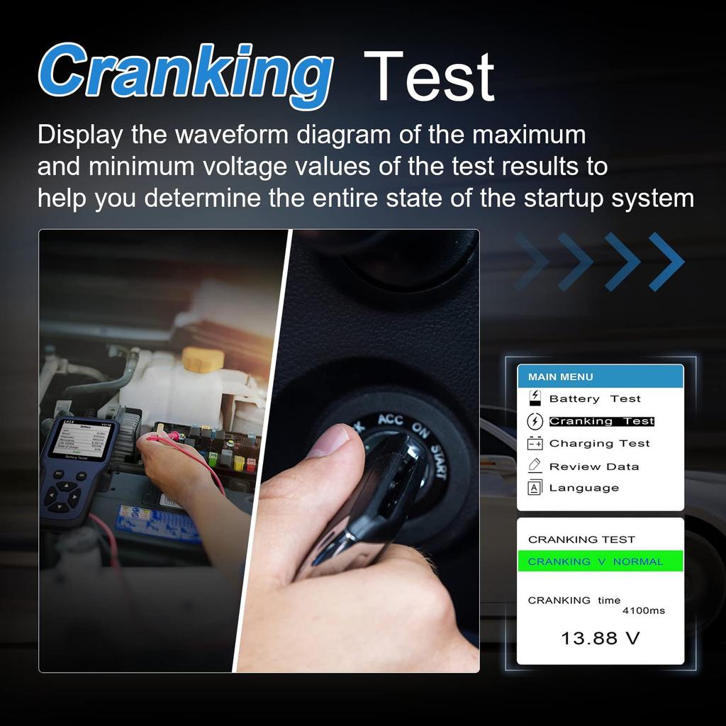 12V Car Battery Tester, 100-2000CCA Fast Accurate 12V Battery Load Tester, Digital Battery Analyzer for Car Truck Motorcycle ATV SUV Boat Yacht