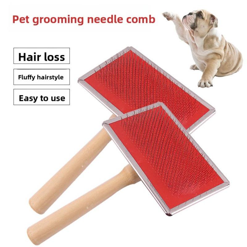 Haustierkamm, Edelstahl Feinnadelkamm, Enthaarungs-Haustierkamm, Hundekamm, Knotenöffnungsrechen, Massage-Haustierbürste