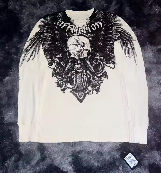 Cross-border vintage feather wing print foreign trade European and American printed crew neck elegant commuter long-sleeve women