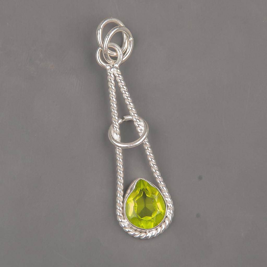 Peridot Pendant Gemstone Jewelry, 925 Solid Sterling Silver Pendant, Handmade Jewelry Dainty Pendant, Gift For Her