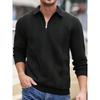 Men's Collared Zip Warm Hoodie Solid Color Long Sleeve Casual Top Casual Everyday Outfit