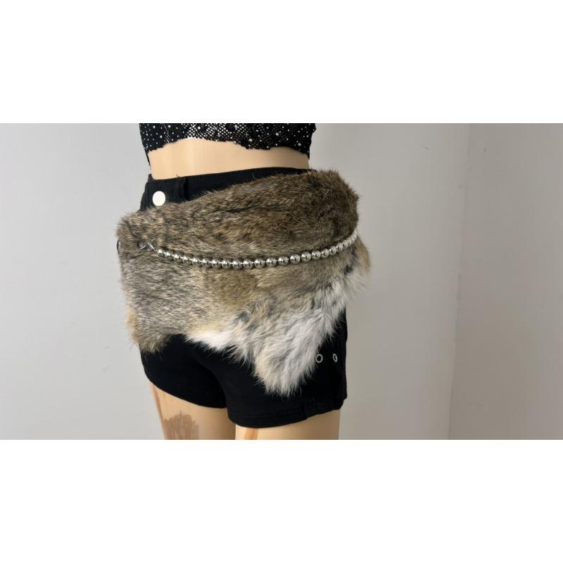 Street Corn-eye Metal Buckle, Furry Patchwork, Niche Belt, Spicy Girl Style, Individual Cinched Waist, Slimming, Versatile Belt