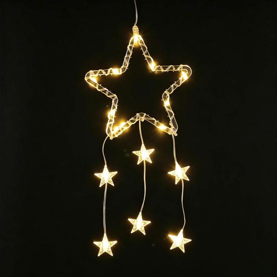 Gift for Holiday Decoration LED Christmas Window Star Decoration, Battery Operated Hanging Warm Staggered Shape Light Lighted Shaped Walls,