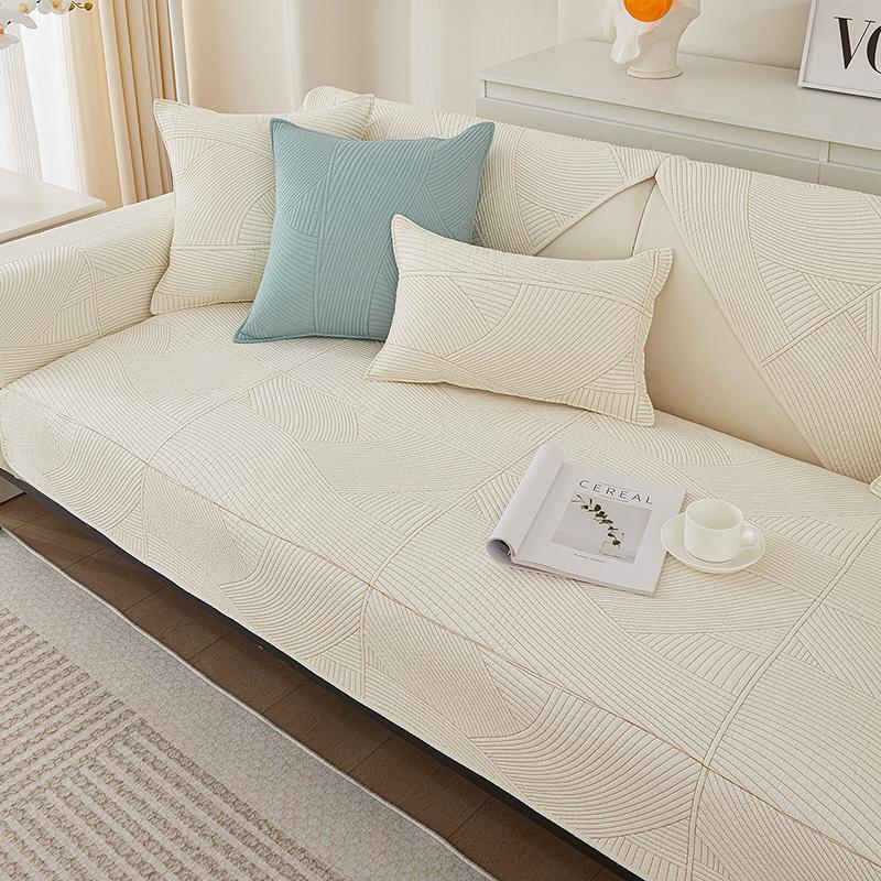 Pure Cotton Sofa Cushion for All Seasons, Cotton Non-slip Cushion, Simple Modern Fabric Sofa Cover, Backrest Cover and Cloth Towel