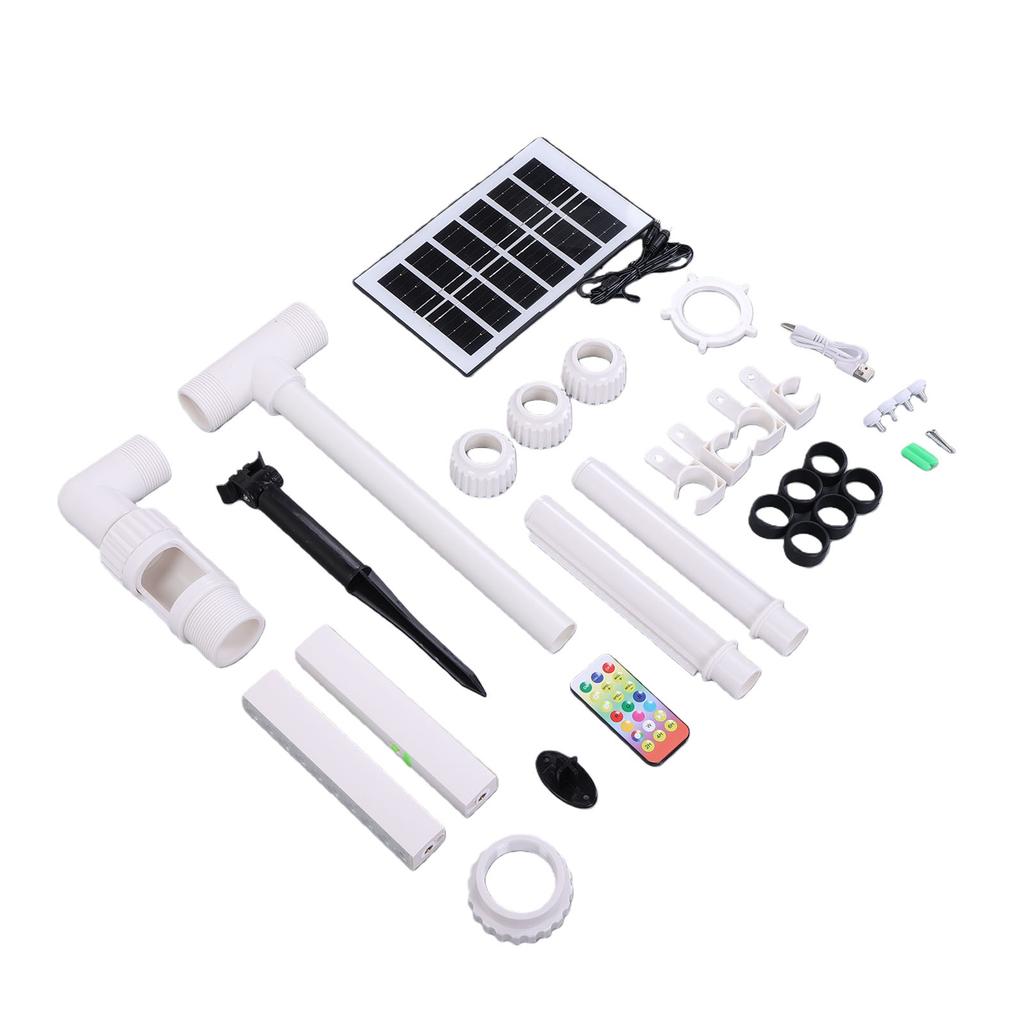 2-in-1 Verstellbare Wasserfall-Poolfontäne Doppelspray mit Farb-LED-Leuchten IP68 Solarbetrieben