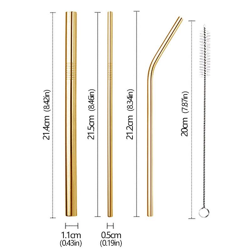 3Pcs Stainless Steel Straw Sets Metal Reusable Straight Bent Drinking Straw With Cleaning Brush Party Juice Drinks Utensils