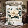 Elegant Lotus Theme Throw Blanket Custom Name Text Personalized Blanket Soft Cozy Blanket for Home Sofa Bed