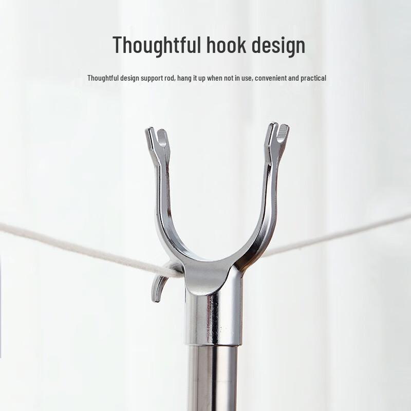 Retractable Stainless Steel Clothes Drying Pole with Alloy Fork
