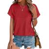 Top Eyelets Summer Spring Curved Hem, Casual Women's Short Sleeved Fashionable T-shirt Beach Vacation Short Style