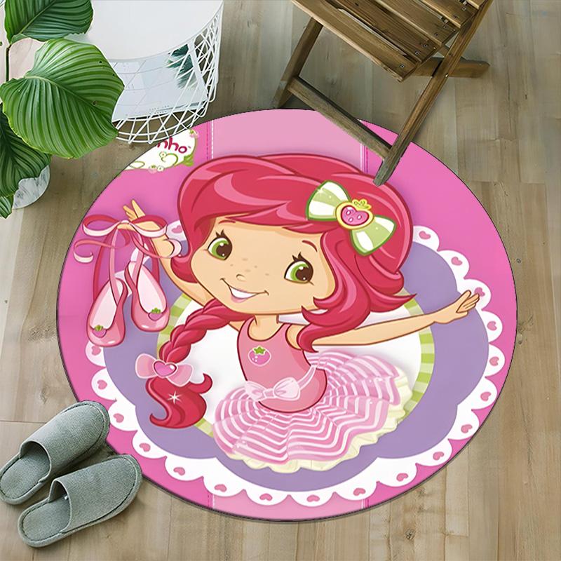 1pc Princess Strawberry12 Carpet, Round Rug, Comfortable, Suitable for Entryways, Living Rooms, Office, And Bedrooms, Christmas Decoration