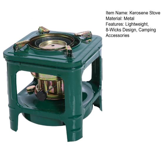 Portable Kerosene Stove Lightweight 8-Wicks Camp Stove Heater Outdoor Cooking BBQ Picnic Camping Backpacking Hiking Kerosene Furnace Burner