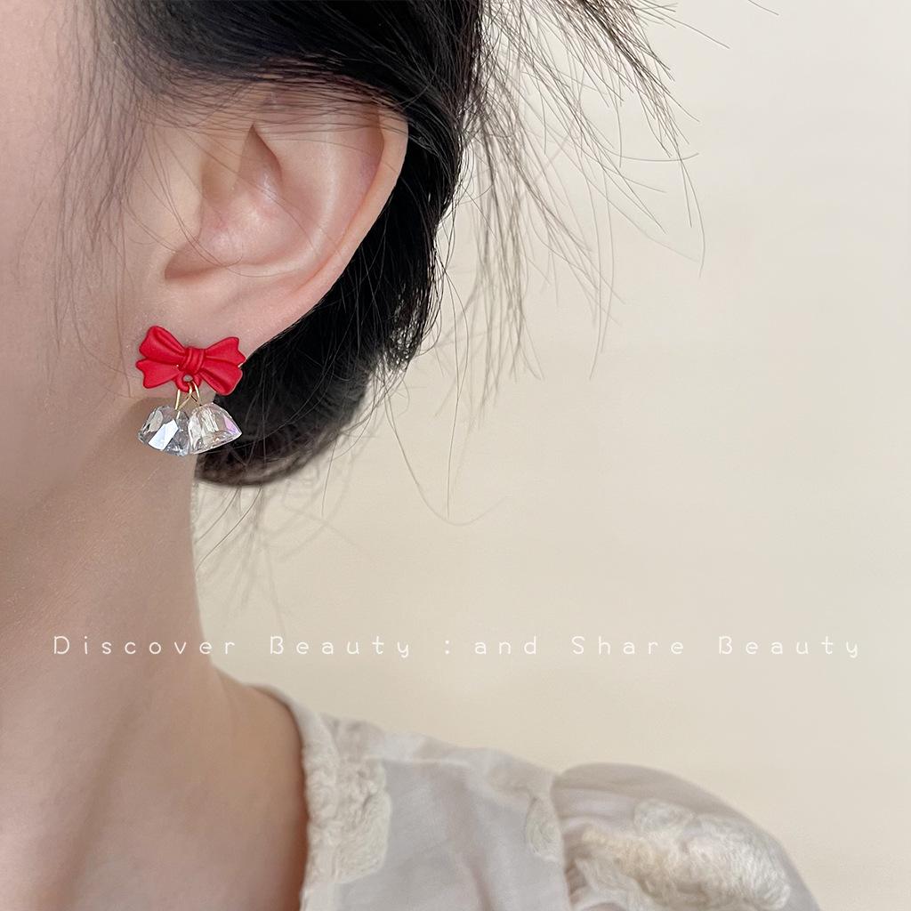 Christmas Bell & Tree Drip Oil Stud Earrings - Cute Niche Design for Women