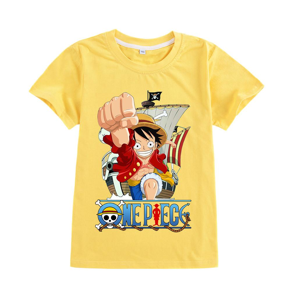 A905 Kids Boys Girls Luffy One Piece Printed Casual Short Sleeves T-shirt