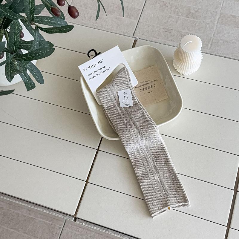 Double-needle Vertical Calf Socks for Girls, Pile Socks for Schoolgirl Style