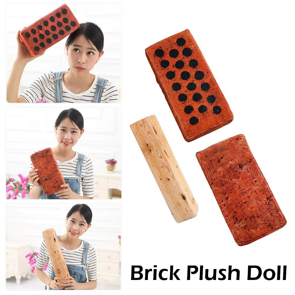 Simulation Brick Wood Block Pillow Nap Rest Sponge Ornament Home Decor Cushion Cushion Plush Sl Y0M6
