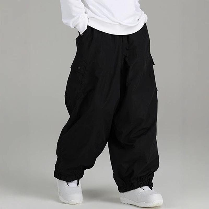 Men s Loose Fit Cargo Pants with Side Pocket - Elastic Waist Jogger Pants for Casual Street Style M чёрный