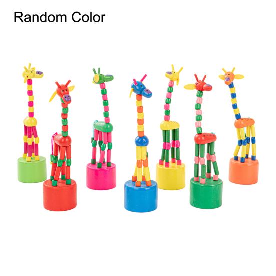 Wooden Dancing Giraffe Toy Elastic Rope Giraffe Puppet Toy Toddlers Boys Girls Educational Press And Swing Animal Toy