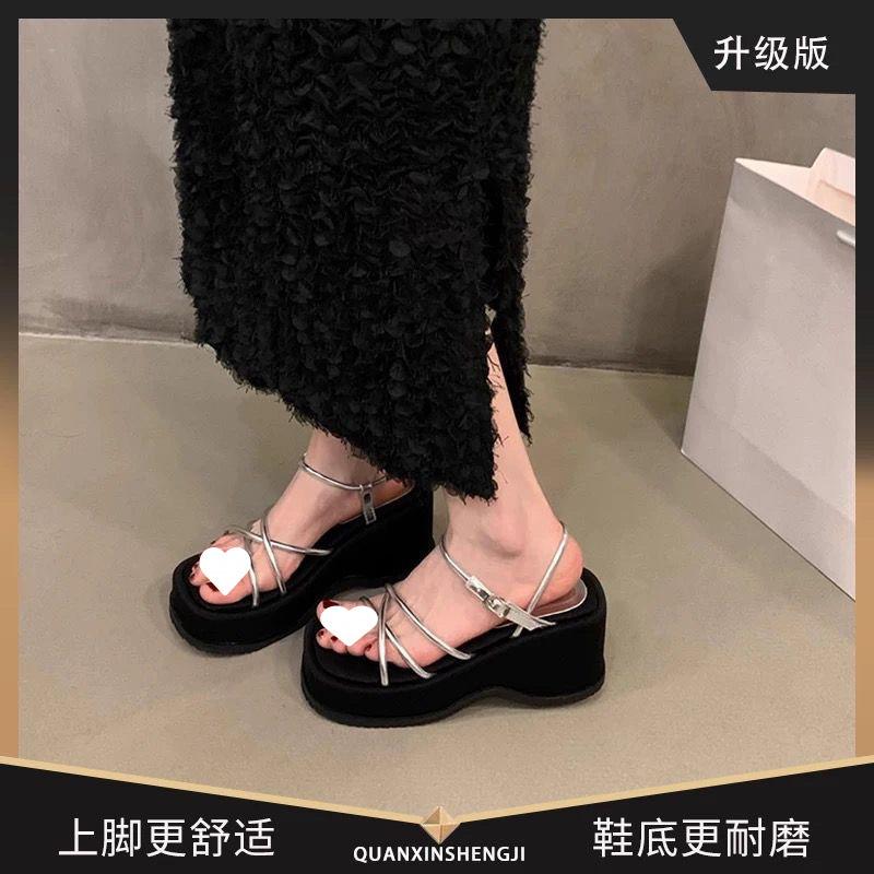 Wedge Heel Sandals Women's Summer 2025 New Summer Wear Heightening Platform Slippers Women's Skirt Fashion Roman Shoes Women