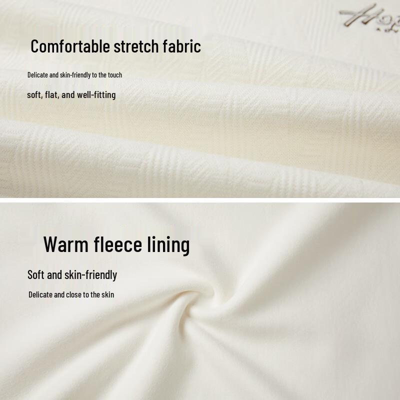 HLA Men's Plus Velvet Thickened Letter Embroidered Crew Neck Sweater