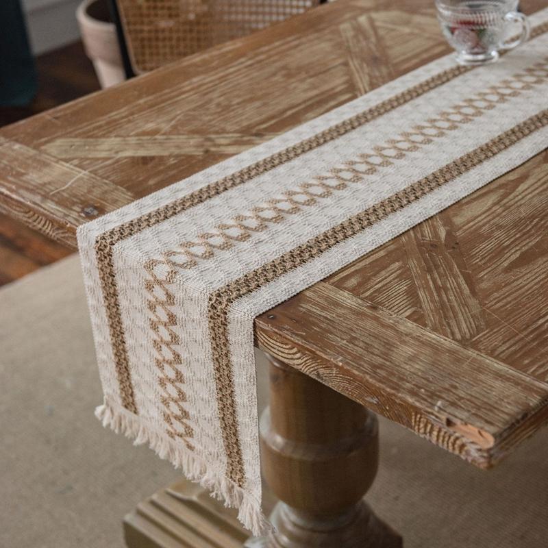 Table Flag Cotton Hemp Red Love Wedding Color Weaving Natural Material American Festival Party Dining Table Decoration
