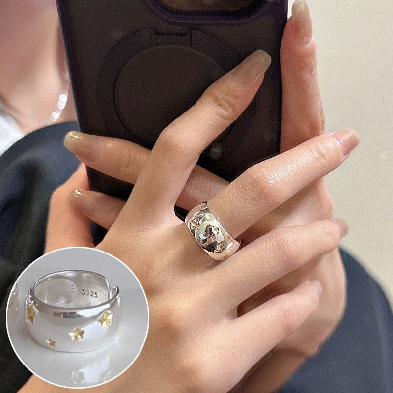 Women's Retro Black Oval Geometric Open Ring - Versatile Fashion Index Finger Jewelry