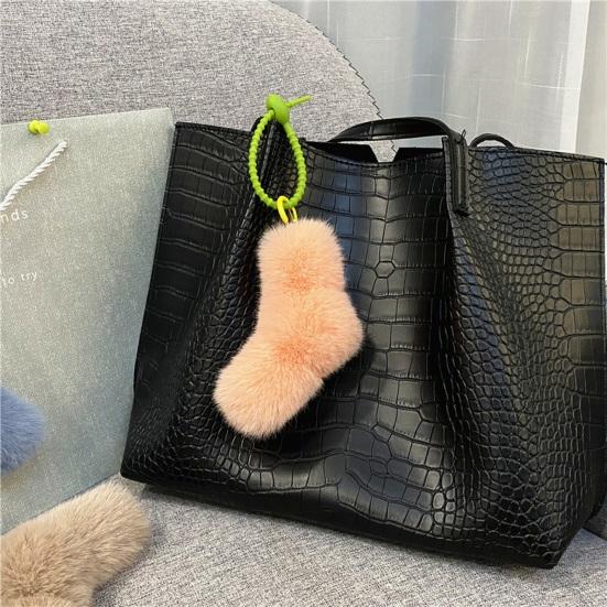 Car Key Accessory Plush Twist Knot Bag Charm, Fuzzy Keychain Pendant, Backpacks Hanging Decoration for Backpacks, Handbags, Purse, Keys Small