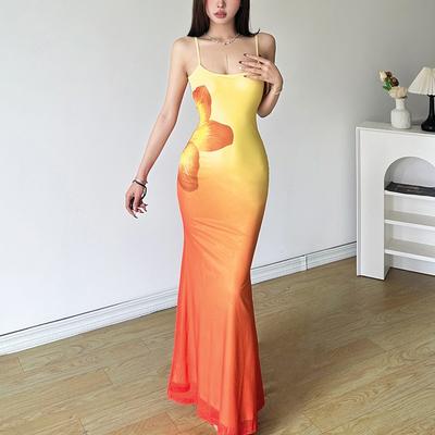Letní dámská pouliční móda Sexy halter dlouhé šaty