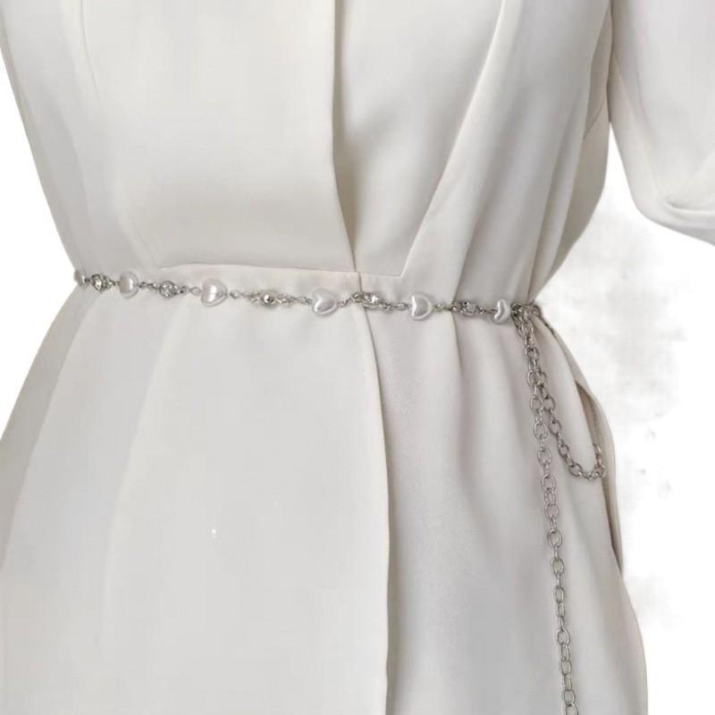 Stunning Pearl Heart Waist Chain For Summer Chic Looks With Brilliant Decor Rhinestone
