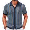Men's Summer Striped Jacquard Business Polo Shirt - Trendy Short-Sleeved Knitwear