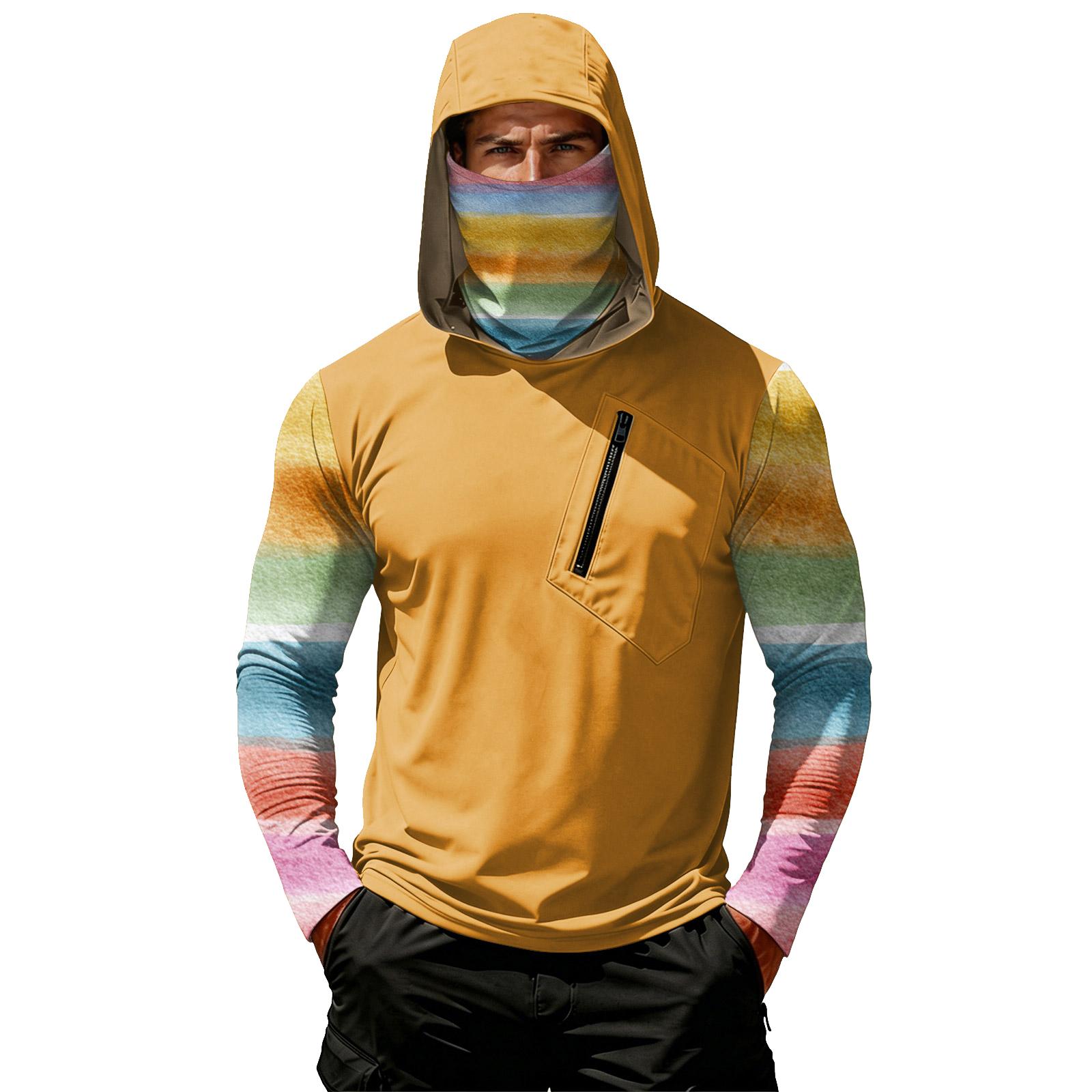 

Men s Casual Hooded Long Sleeve Sunscreen Top XL жовтий