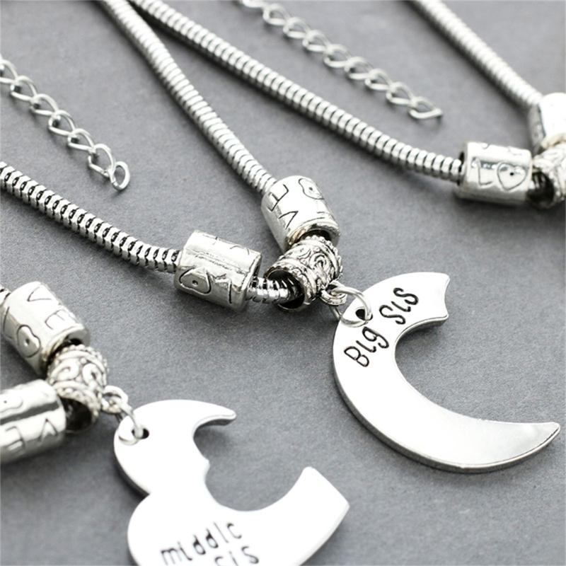 3pcs Zinc Alloy Adjustable Bracelets Gift for Best Friend Sisters Featuring Heart Shape Representing Big Middle Little Sis Love Theme