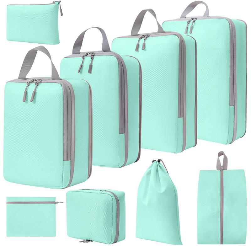 Compressed travel storage bag nine piece set for business travel clothing classification organization storage toiletries bag set