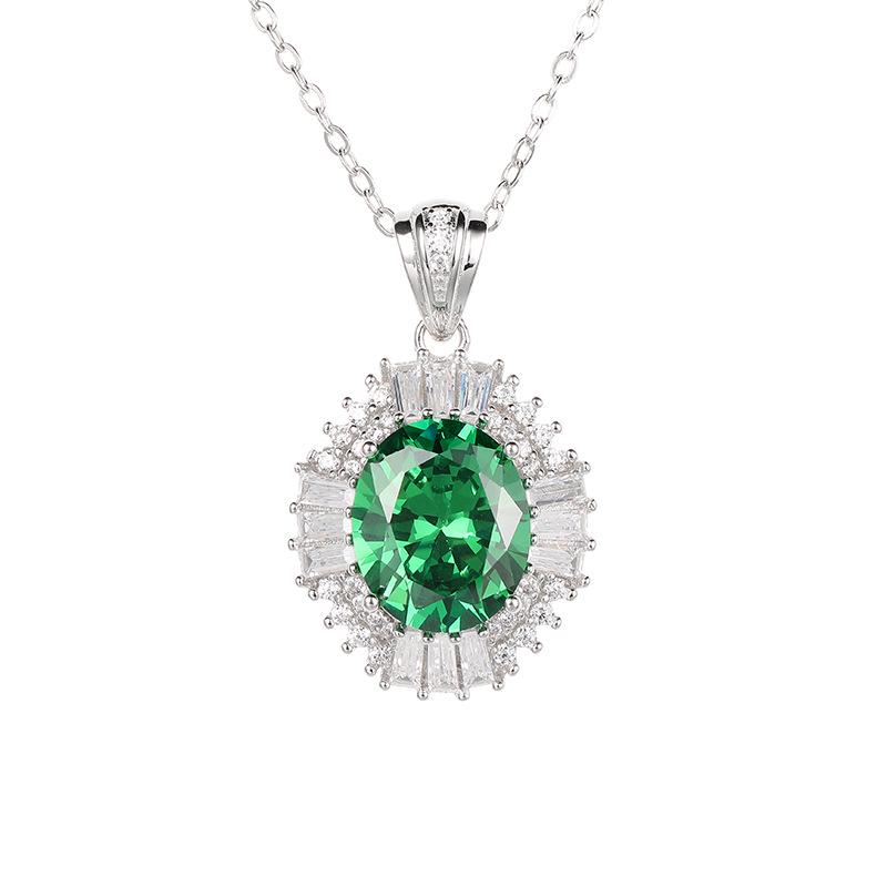 Elegant S925 Emerald, Sapphire & Ruby Pendant Necklace for Women