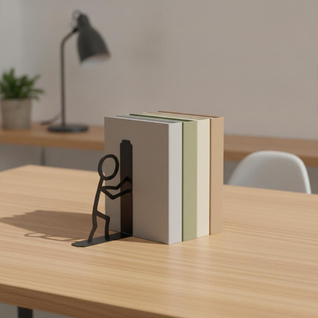 Iron Bookend with Figure Design Lightweight Silhouette Stable Metal Bookends for