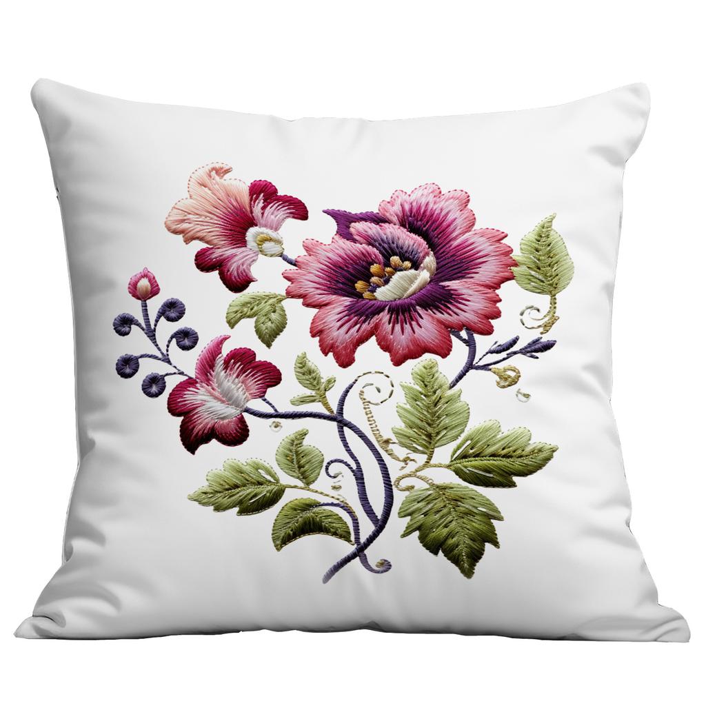 Spring and Summer Imitation Embroidered Flower Pillowcase Home Sofa Living Room Pillowcase New Style Pillowcase