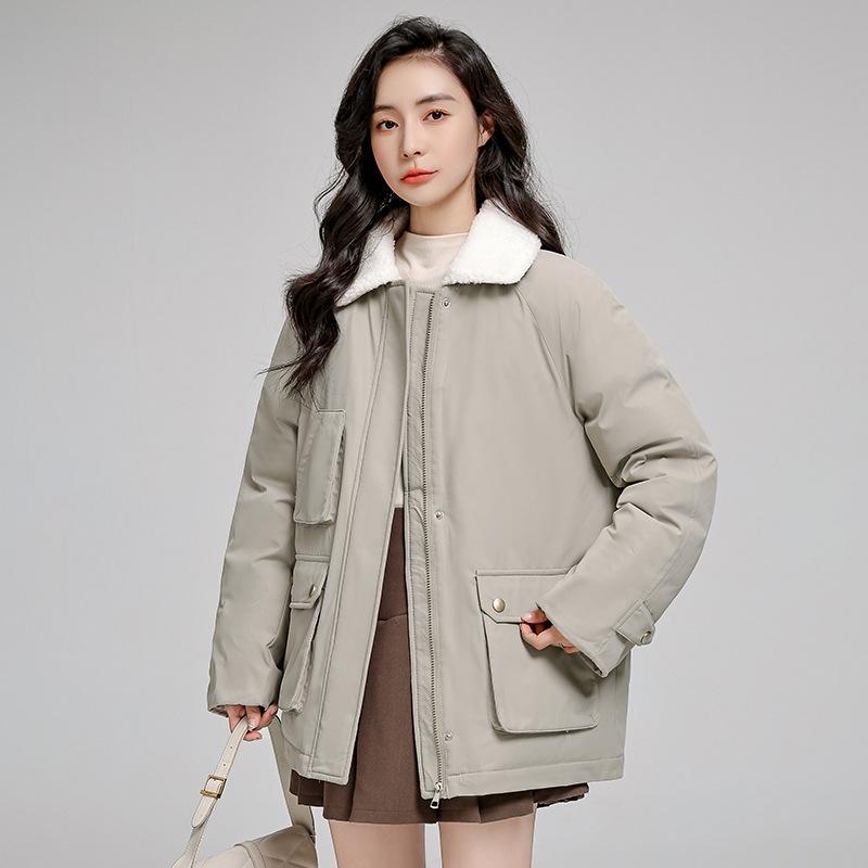 Women's New Faux Lambswool Lapel Windproof Lightweight Thickened Fluffy Warm Loose High-quality Fabric Casual Sports Cotton Jacket