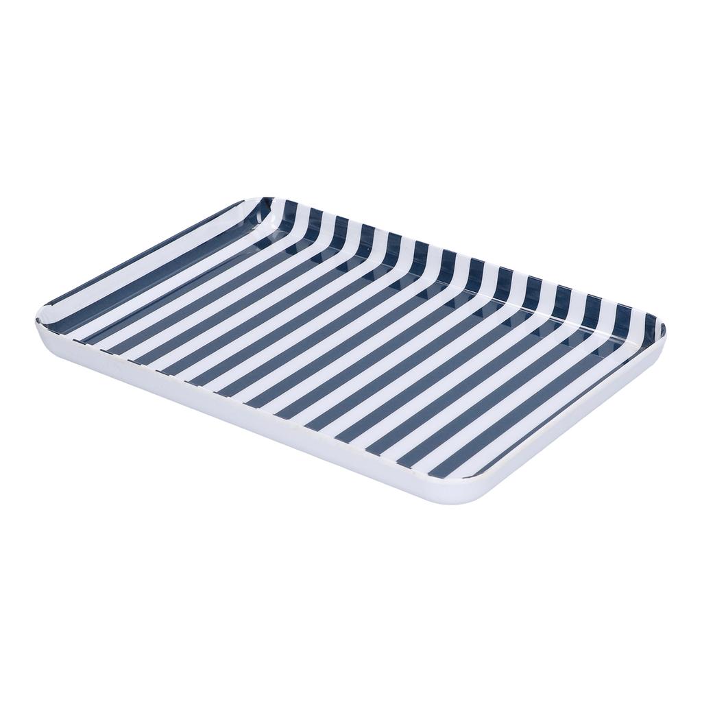 Obsttablett Blau Weiß Streifen Melamin Sicher Umweltfreundlich Farbecht Dessertplatte für