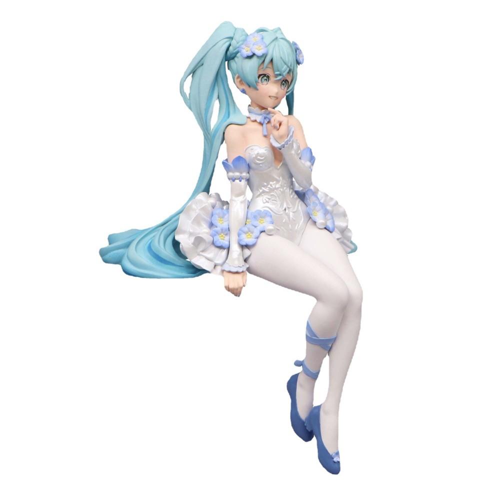 New Hatsune Miku figure Pink Butterfly Fairy white dress sitting Noodles PVC model toy cake home decoration collect gifts