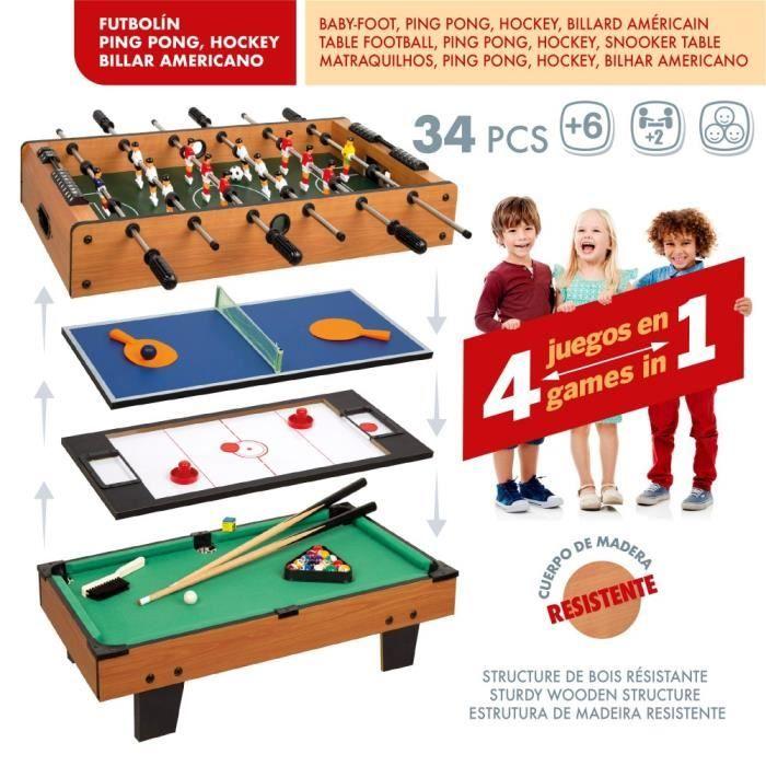 Table multi-jeux - CB Games - 4 jeux - Bois - 79x43x67,5 cm - Pour enfants à partir de 5 ans