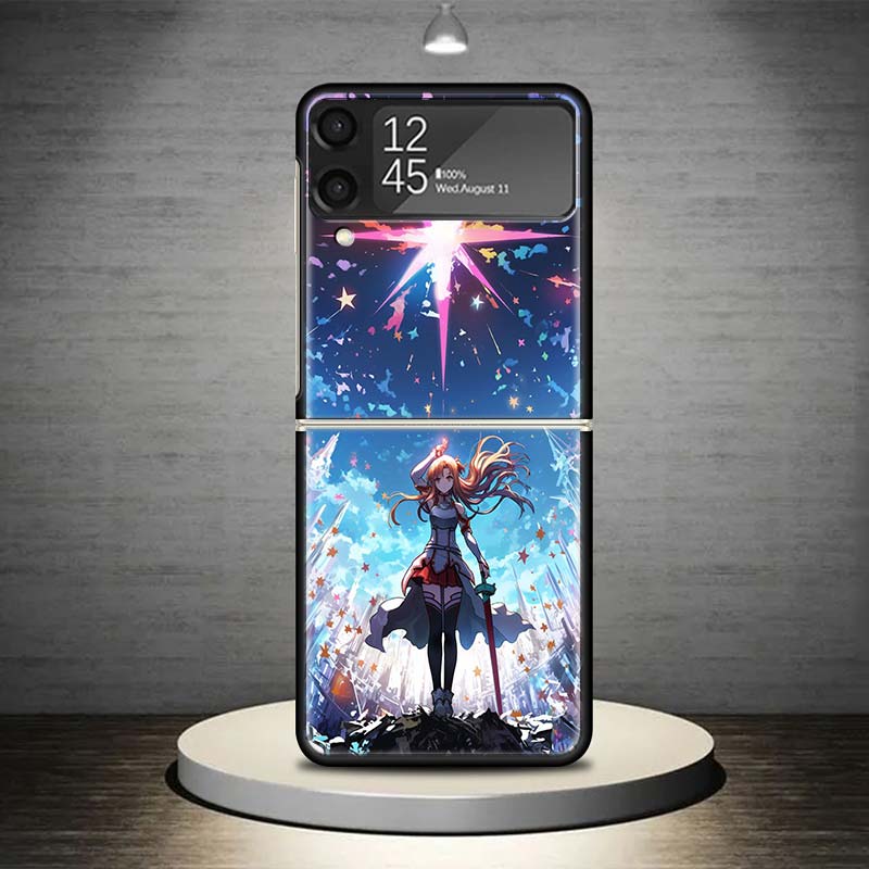 Anime Sword Art Online SAO Phone Case For Samsung Galaxy Z Flip 7 6 5 4 3 5G Shockproof Cover Z Flip7 Flip6 ZFlip5 Flip3 Flip4 L