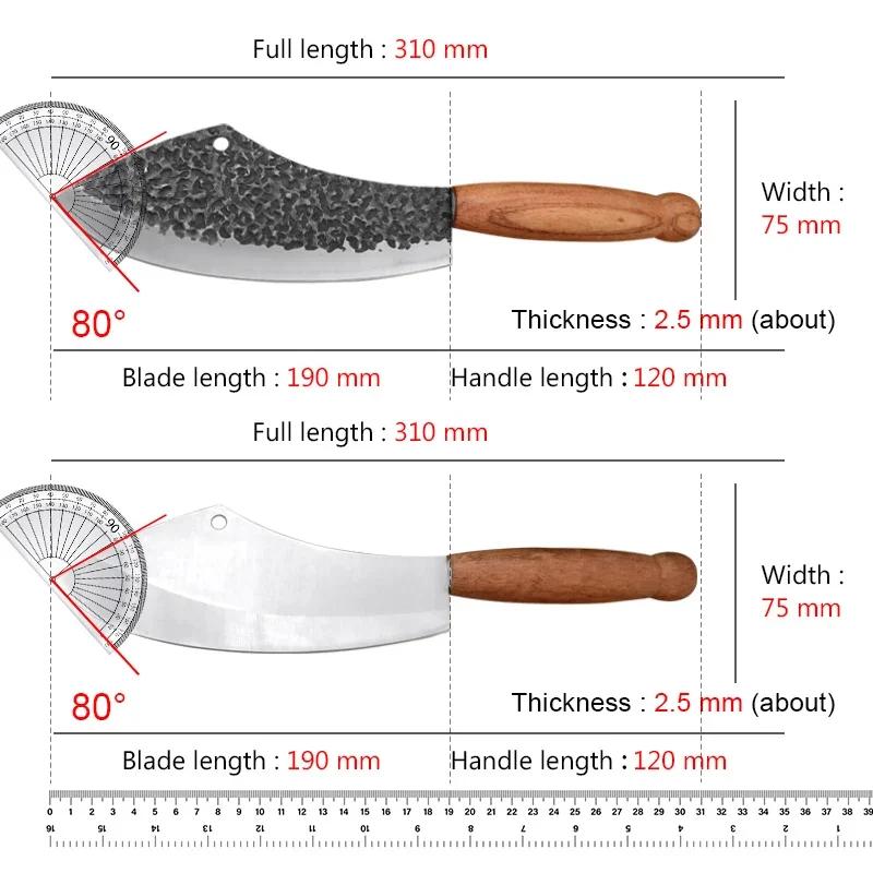 Kitchen Knives Hand Forged Blade Wood Handle Chef Cooking Utility Slicing Knife Cleaver Meat Chop Vegetable Butcher Boning Knife