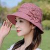 Wide Brim Bow Fisherman Hat Button Cloth Material Bucket Hat All-matching Design Thin Elderly People's Large Brim Cap Travel