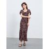 Sancai 2025 Summer V-neck Floral Bubble Sleeve A-line Maxi Dress