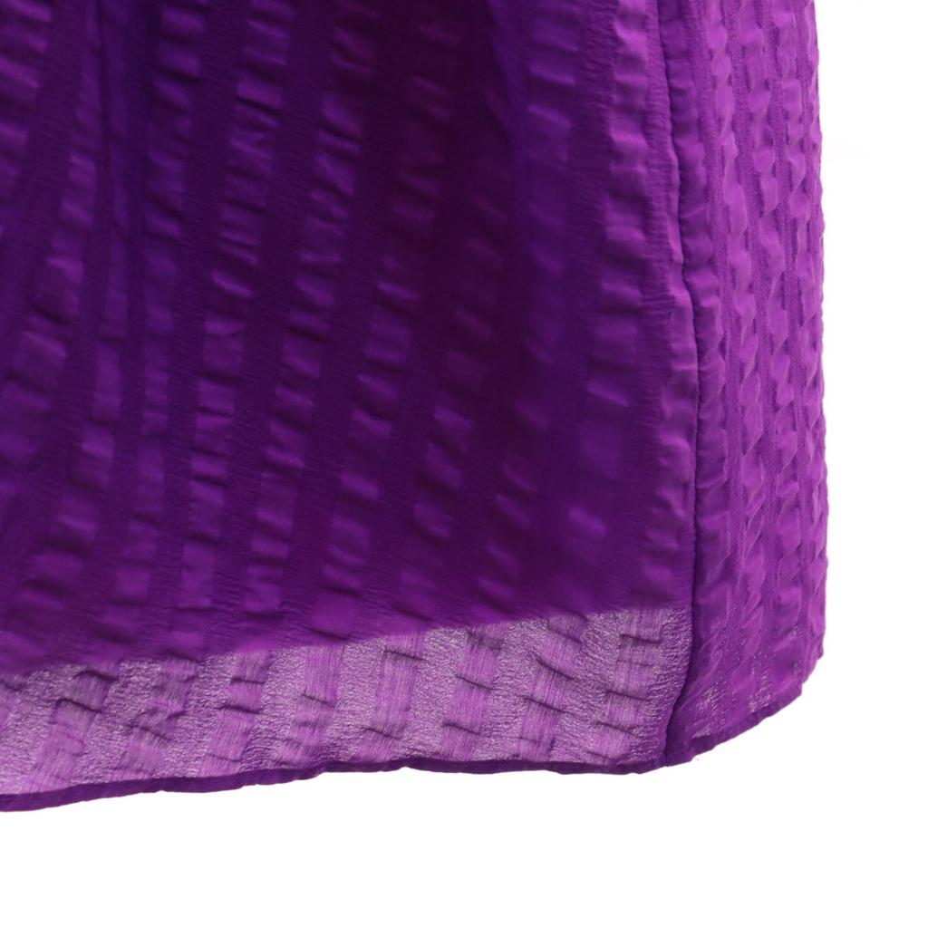 BALENCIAGA.SILK Short sleeve V neck one piece 38 purple French sleeve Women Used