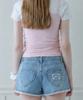 PINK PINEAPPLE Sunny Heart Denim Shorts_Indigo
