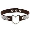Black Leather Heart Rhinestone Choker Necklace Women Crystal Choker  Statement chocker collar fashion jewellery