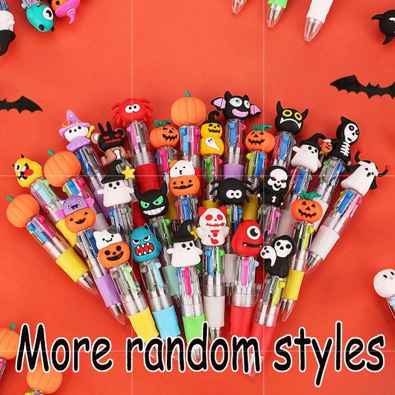 

20Pcs- Halloween Mini Multicolor Pens In One 4-In-1 Cute Halloween Ballpoint Pen, Pumpkin Witch Spooky Witch Skeleton Pen Suitable For Halloween 5pcs